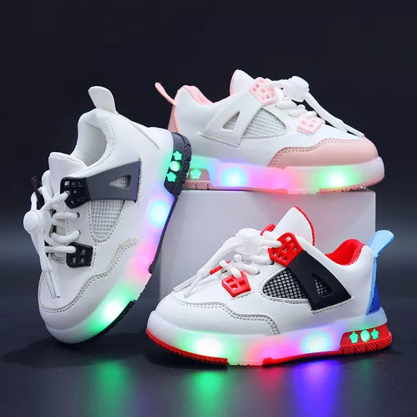 Kurishop Kids GlowRun LED Sneakers – Breathable Mesh, Non-Slip Sole (Size 21–30)
