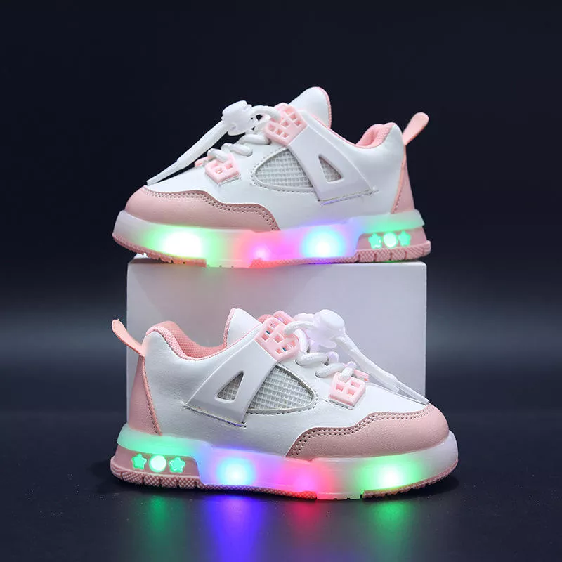 Kurishop Kids GlowRun LED Sneakers – Breathable Mesh, Non-Slip Sole (Size 21–30)