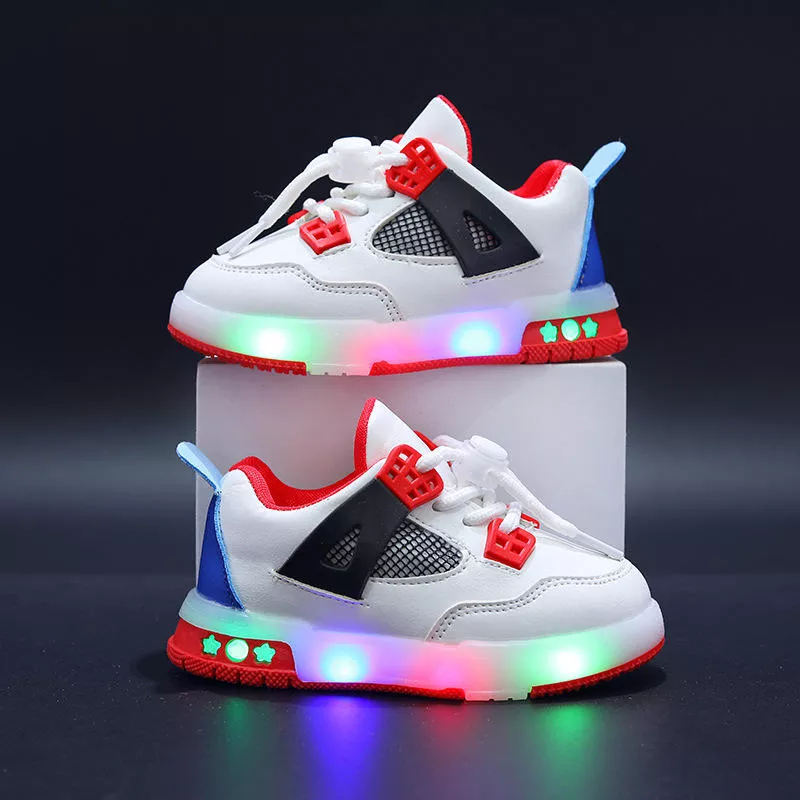 Kurishop Kids GlowRun LED Sneakers – Breathable Mesh, Non-Slip Sole (Size 21–30)